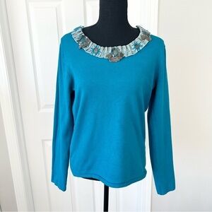 Vintage TanJay Velvet  Beaded Neckline Pullover Sweater